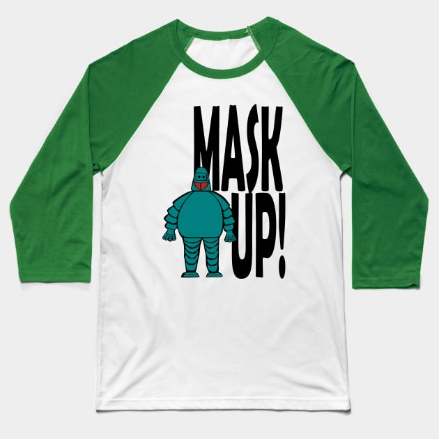 Mask Man Mask Up! Baseball T-Shirt by Killer Rabbit Designs